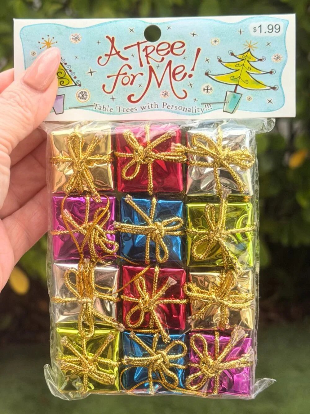 Miniature Lot of NEW Foil Gifts Boxes Dollhouse Mini Christmas Tree Ornaments
